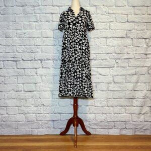Urban Outfitters Black & White Floral Tiered Knee-Length Dress